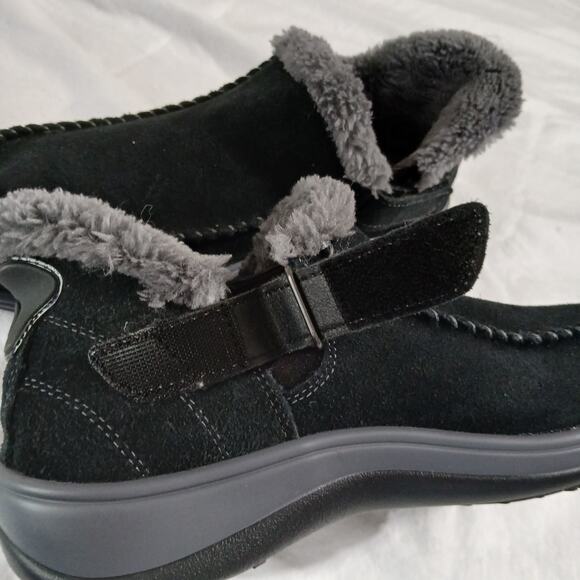 Orthofeet Suede Sherpa Lined Shoes Women’s 8 B Medium Black/Black Step-In heel - Picture 2 of 16